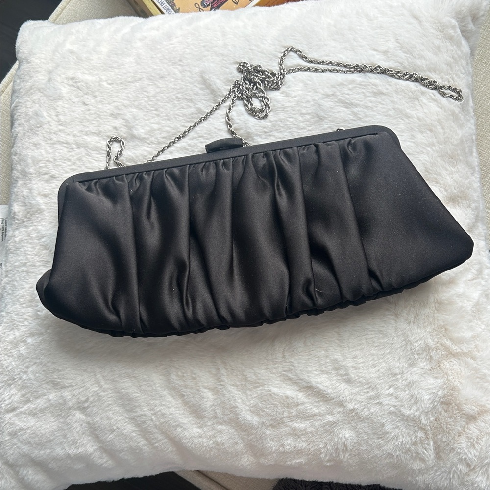 La Regale Black Satin Evening Clutch